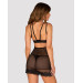 Сорочка кружевная Obsessive Allastia chemise & thong black S/M