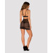Сорочка кружевная Obsessive Allastia chemise & thong black S/M