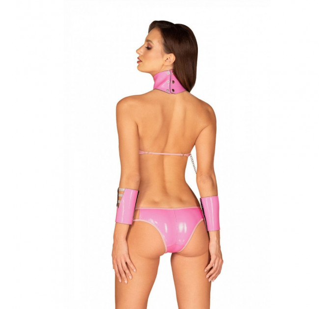 Комплект чокер с наручниками Obsessive Lollypopy Cuffs One Size Розовые