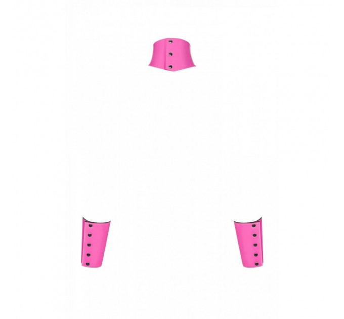 Комплект чокер с наручниками Obsessive Lollypopy Cuffs One Size Розовые