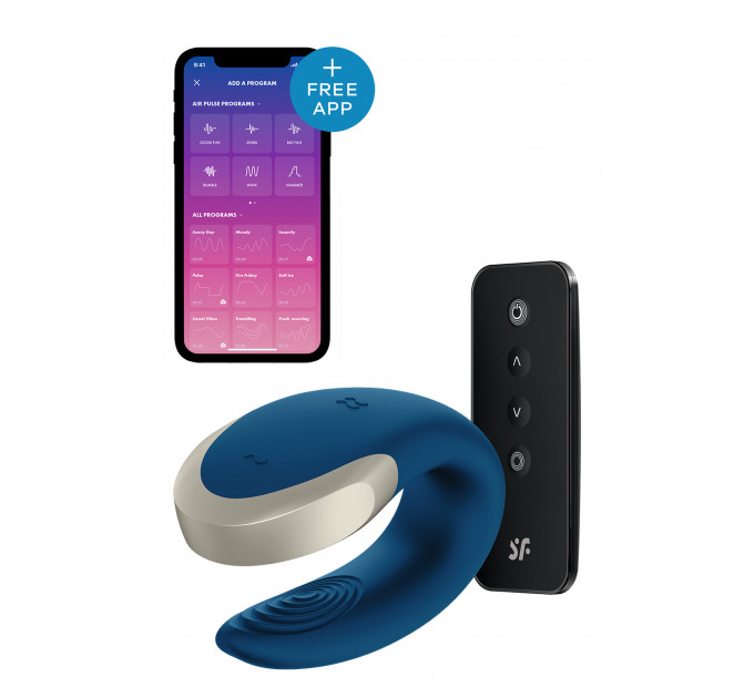 Люксовый Smart вибратор для пар Satisfyer Double Love Luxury, синий
