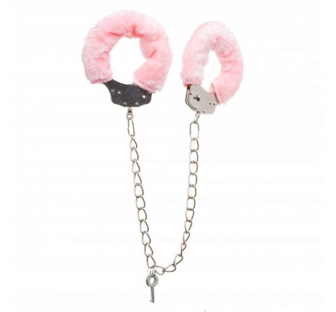 Поножи металлические с мехом DS Fetish Metal, Pink
