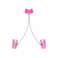 Комплект чокер с наручниками Obsessive Lollypopy Cuffs One Size Розовые