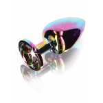 Анальна пробка металева Toy Joy Twilight Booty Jewel з кристалом, райдужний, Large
