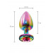 Анальна пробка металева Toy Joy Twilight Booty Jewel з кристалом, райдужний, Large