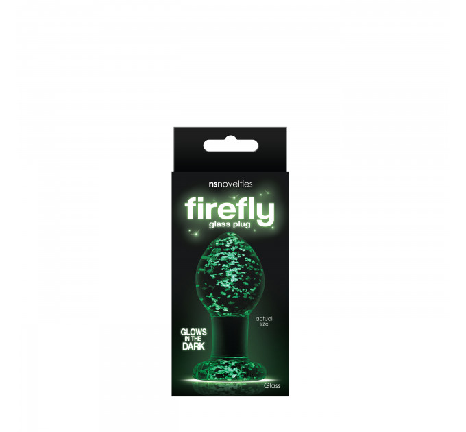 Анальна пробка скляна NS Novelties, що світиться FIREFLY GLASS PLUG MEDIUM CLEAR