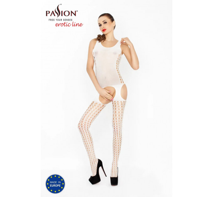 Бодистокинг с вставками крупной сетки BS029 белый Passion S/L