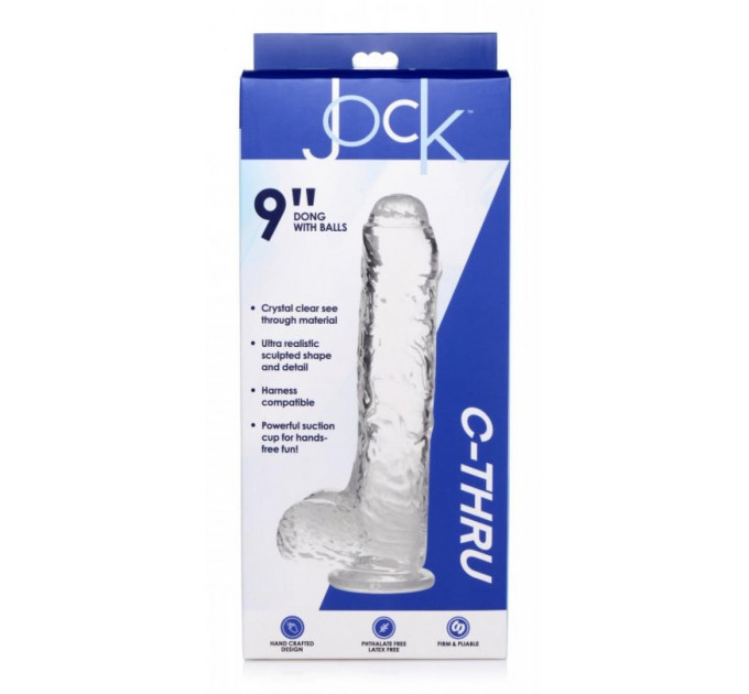Фаллоимитатор реалистичный на присоске Jock C-Thru прозрачный, 25 см