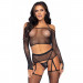 Комплект со стразами с поясом для чулок Leg Avenue 4Pc bra set with garterbelt O/S