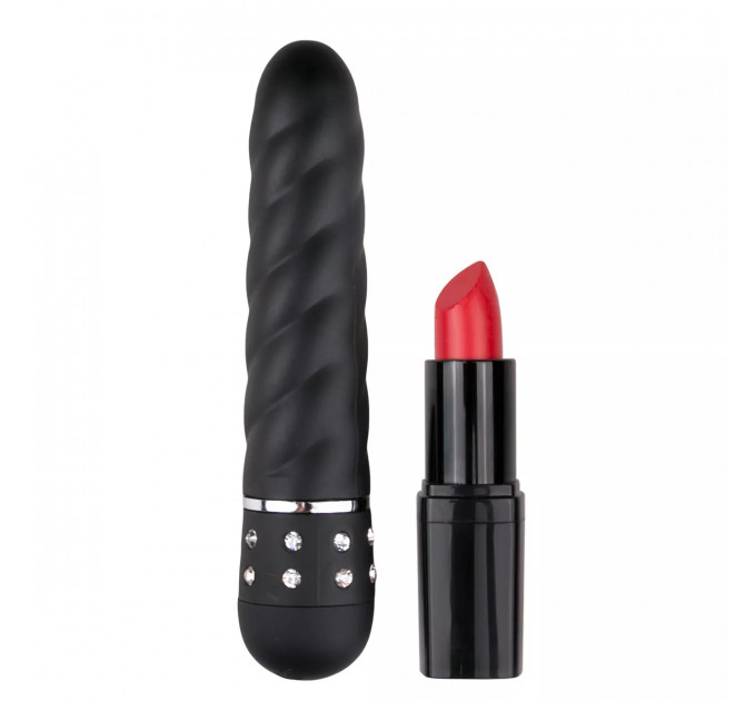 Мини-вибратор c рельефом и стразами Love Diamond Vibrator Black