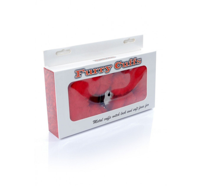 Наручники с пушистым мехом Boss Series Furry Cuffs красные