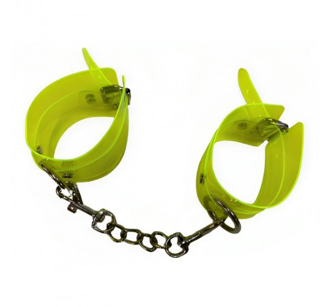 Наручники с цепочкой, полупрозрачные, DS Fetish Handcuffs салатовые