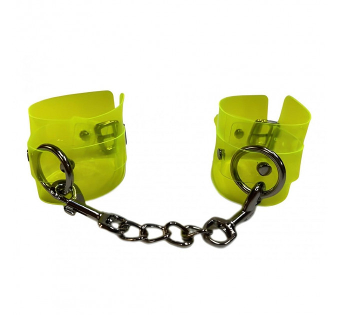 Наручники с цепочкой, полупрозрачные, DS Fetish Handcuffs салатовые