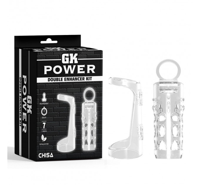 Набір рельєфних насадок на член Chisa GK Power Double Enhancer Kit із відкритою головкою