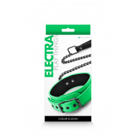 Ошейник с поводком NS Novelties ELECTRA COLLAR & LEASH GREEN