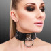 Ошейник широкий черный Kinky Diva Collar Me с серебристым кольцом