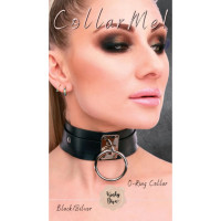 Нашийник широкий чорний Kinky Diva Collar Me із сріблястим кільцем