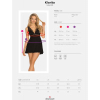 Пеньюар та стрінги Obsessive Klarita L/XL