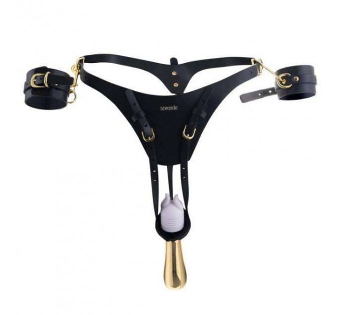 Пояс для принудительного оргазма и наручники Lockink Lady Dark Forced Orgasm Belt, черный
