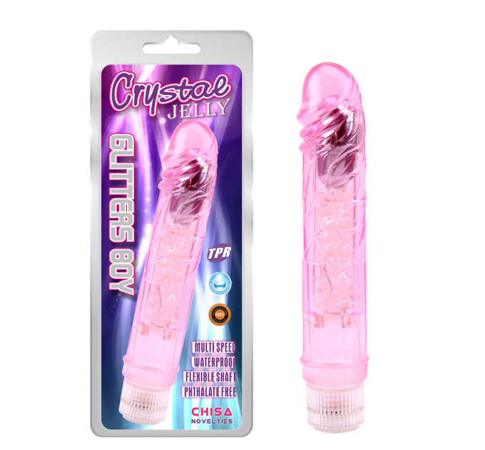 Вибратор прозрачный Chisa Crystal Jellie на батарейках, розовый