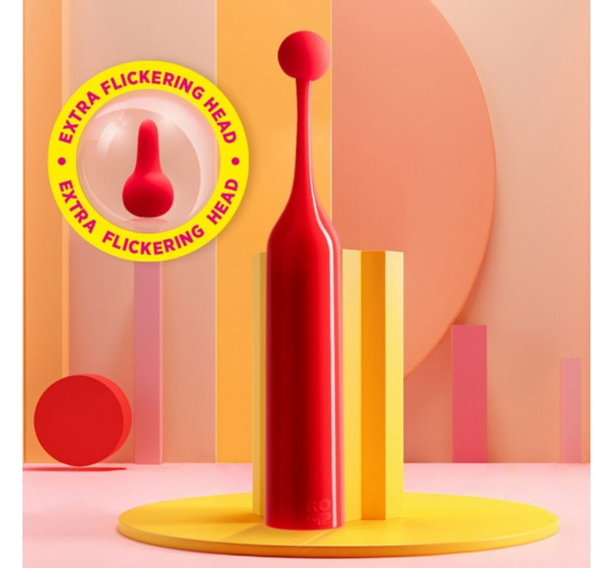Вибратор для клитора с двумя насадками Romp Pop, красный, 14.3 х 2.4 см