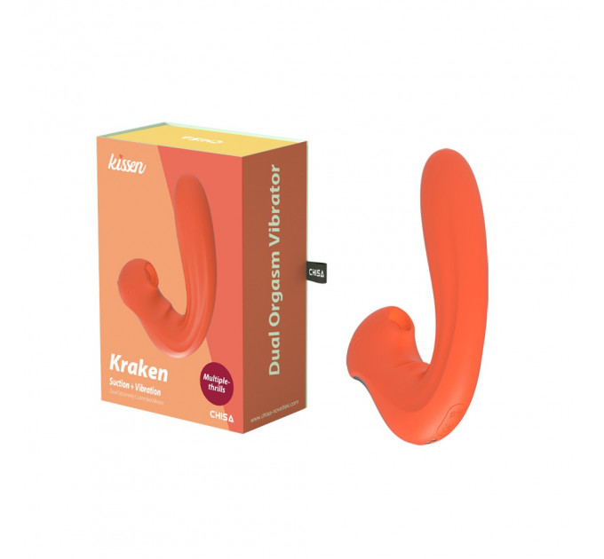 Вибратор Chisa Kissen Kraken с вакуумной стимуляцией и вибрацией, оранжевый