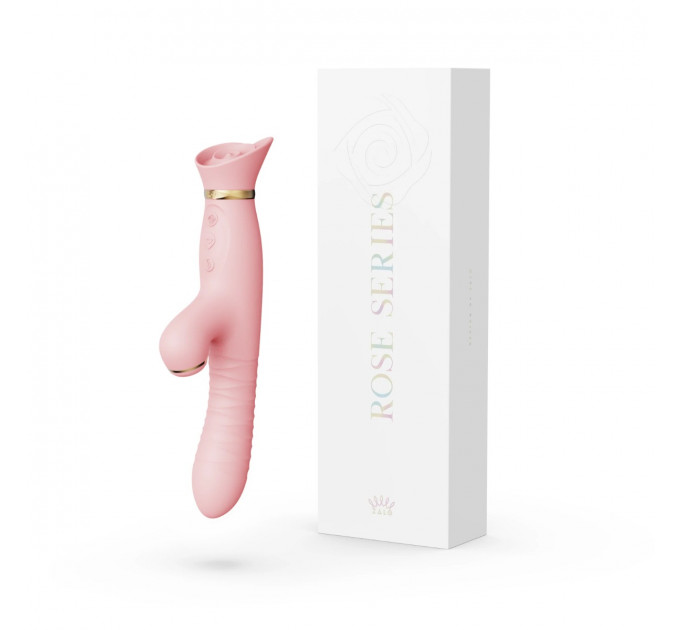 Вибратор с ротацией, фрикциями и вакуумной стимуляцией клитора Zalo Rose Rabbit Thruster розовый