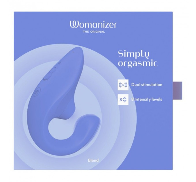 Вибратор-стимулятор двойной Womanizer Blend Vibrant для точки G и клитора, голубой
