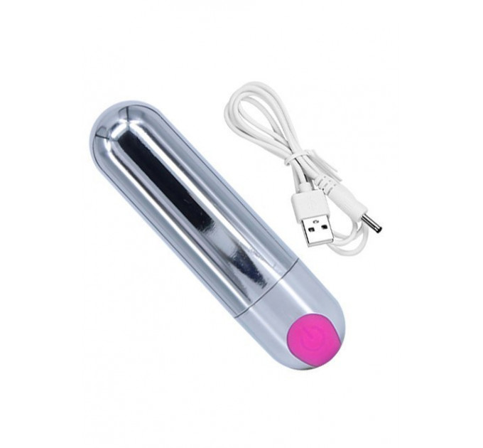 Вибропуля Strong Bullet Vibrator Silver/Pink USB 10 режимов вибрации