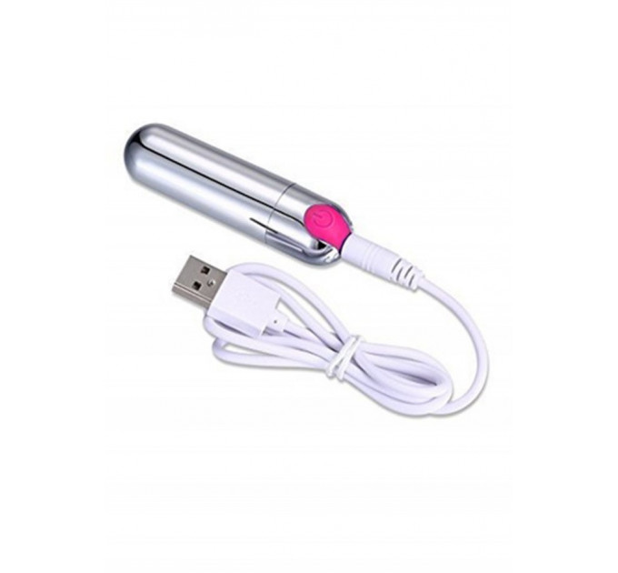Вибропуля Strong Bullet Vibrator Silver/Pink USB 10 режимов вибрации