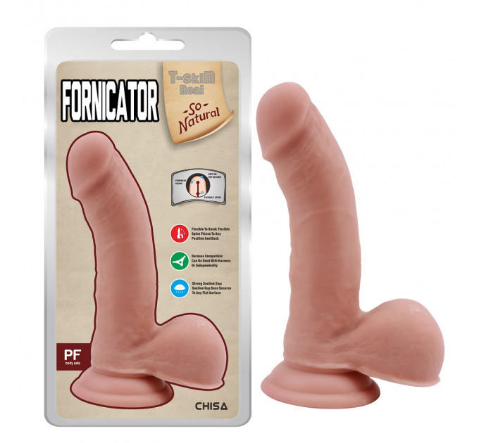 Фаллоимитатор на присоске с мошонкой Chisa T-skin ReaL Fornicator, телесный
