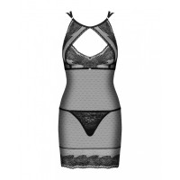 Сорочка кружевная Obsessive Allastia черный, L/XL