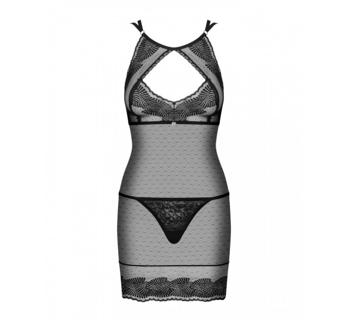 Сорочка кружевная Obsessive Allastia черный, L/XL