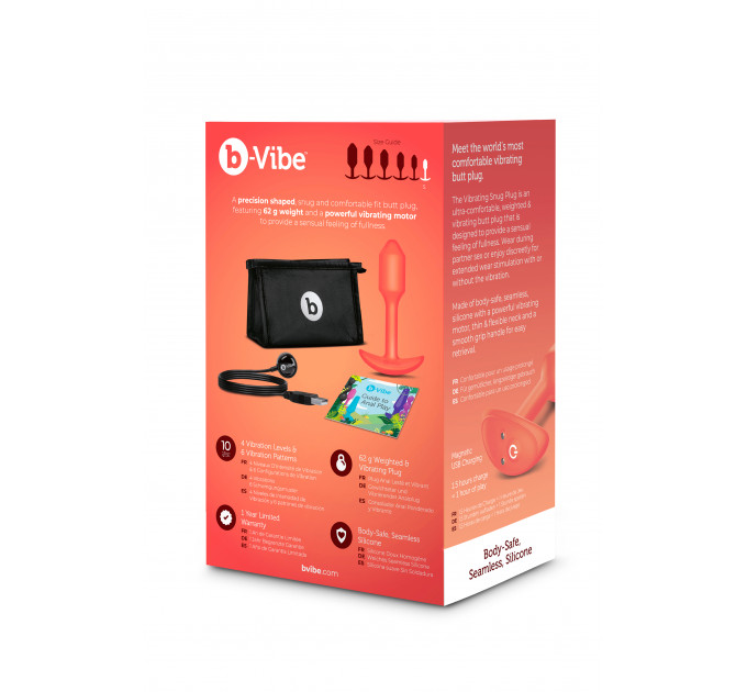 Анальна пробка с вибрацией размер S B-Vibe Vibrating Snug Plug 1, оранжевая