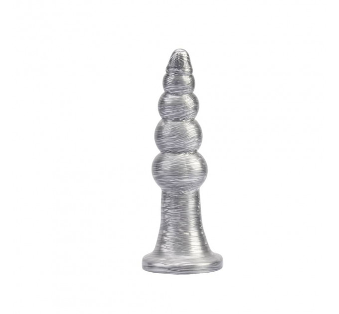 Анальна пробка рельєфна Chisa Dark Muscle 16.5 х 4.2 см Silver, розмір L