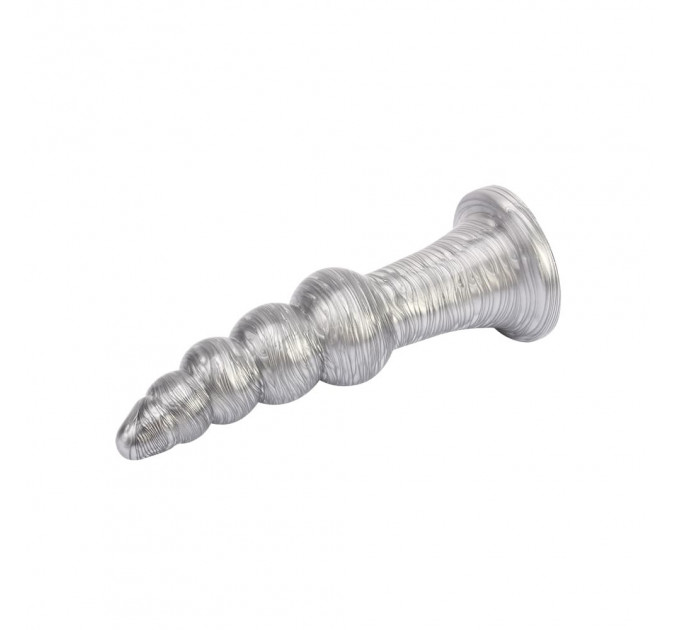 Анальна пробка рельєфна Chisa Dark Muscle 16.5 х 4.2 см Silver, розмір L