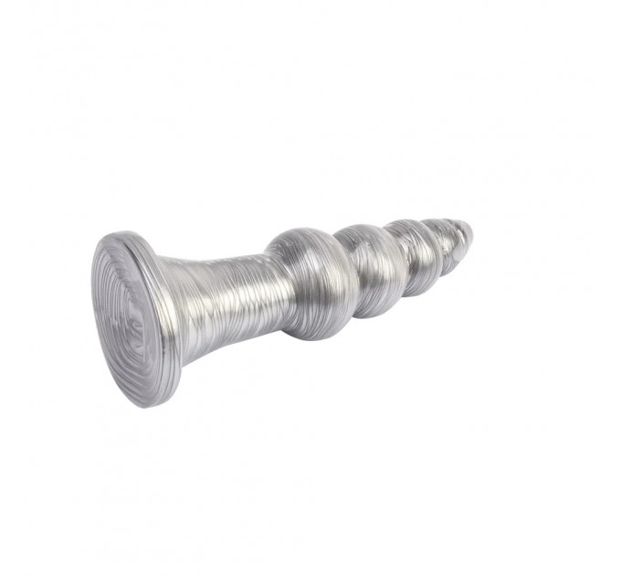 Анальна пробка рельєфна Chisa Dark Muscle 16.5 х 4.2 см Silver, розмір L