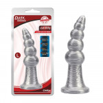 Анальна пробка рельєфна Chisa Dark Muscle 16.5 х 4.2 см Silver, розмір L