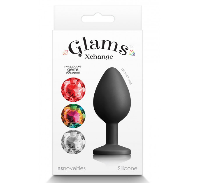 Анальная пробка со съемным камнем GLAMS XCHANGE ROUND MEDIUM
