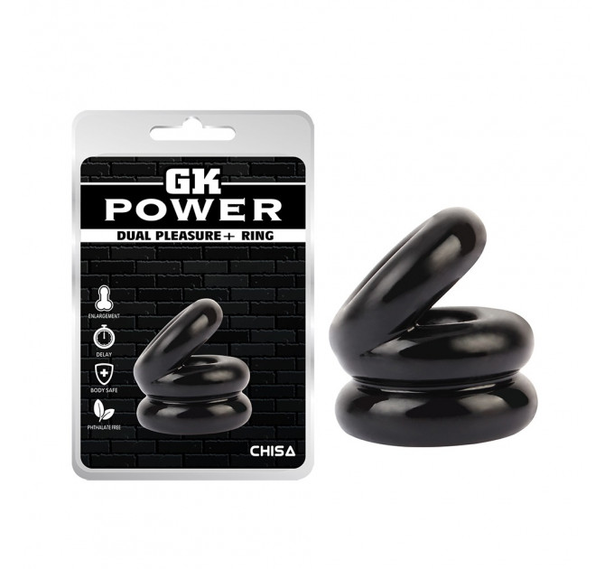 Ерекційне кільце на пеніс та мошонку Chisa GK Power Dual Pleasure+ Ring, чорний