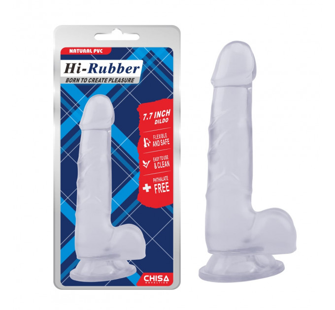 Фаллоимитатор с яичками Chisa Hi-Rubber 7.7 на присоске, прозрачный