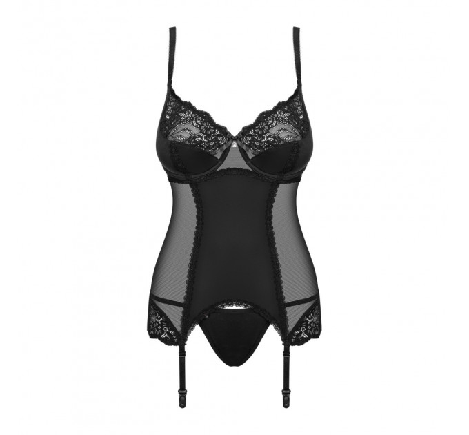 Комплект Obsessive Amallie корсет и стринги S/M