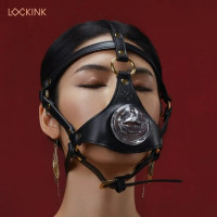 Маска на голову з повідцем та нашийником LOCKINK Blowjob Head Harness Muzzle for Puppy Play