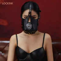 Маска на голову з повідцем та нашийником LOCKINK Blowjob Head Harness Muzzle for Puppy Play