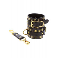Поножі Taboom Vogue Studded Ankle Cuffs Set із веганської шкіри, чорні із золотистою фурнітурою