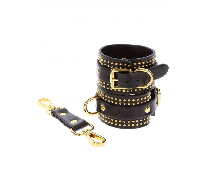 Поножи Taboom Vogue Studded Ankle Cuffs Set из веганской кожи, черные с золотистой фурнитурой