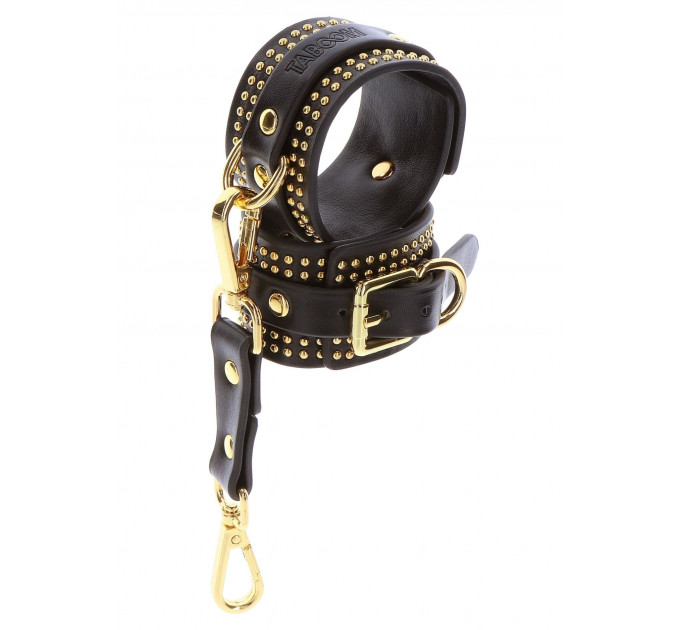 Поножи Taboom Vogue Studded Ankle Cuffs Set из веганской кожи, черные с золотистой фурнитурой