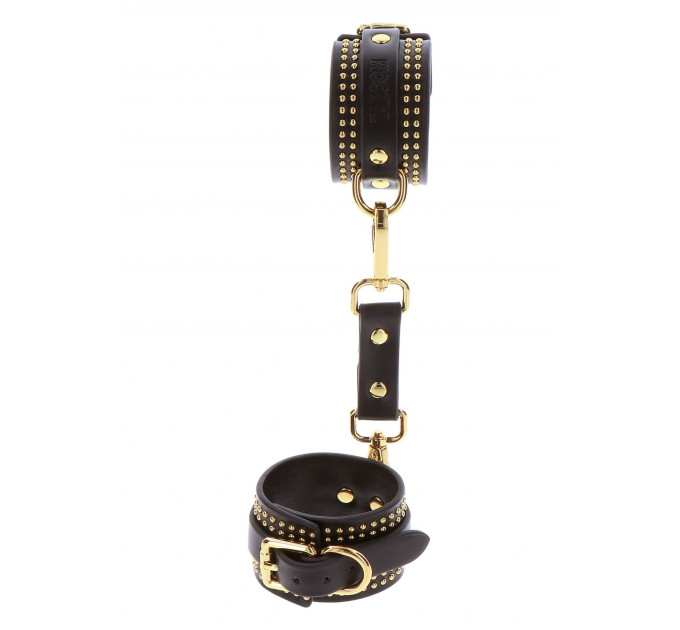 Поножи Taboom Vogue Studded Ankle Cuffs Set из веганской кожи, черные с золотистой фурнитурой