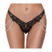 Стринги Cottelli Collection с жемчужными цепочками по бокам, черные, S/M